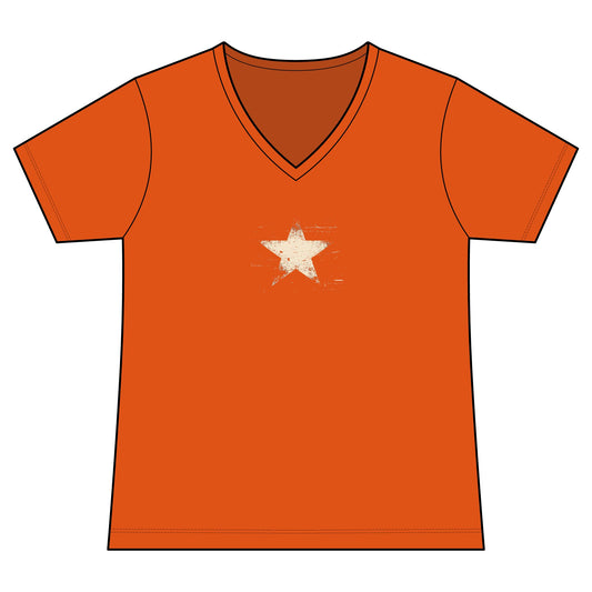 FIRST PRESS - HUMAN EDITION - WOMEN'S V-NECK TEE - "Analog Star"