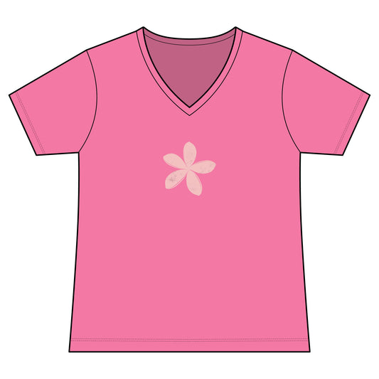 FIRST PRESS - HUMAN EDITION - WOMEN'S V-NECK TEE - "Ghost Flower"
