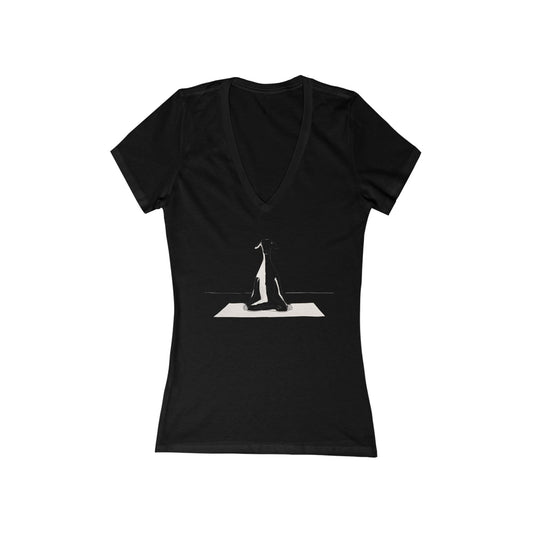 FIRST PRESS - HUMAN EDITION - WOMEN'S DEEP V-NECK TEE - "Yoga Pup"