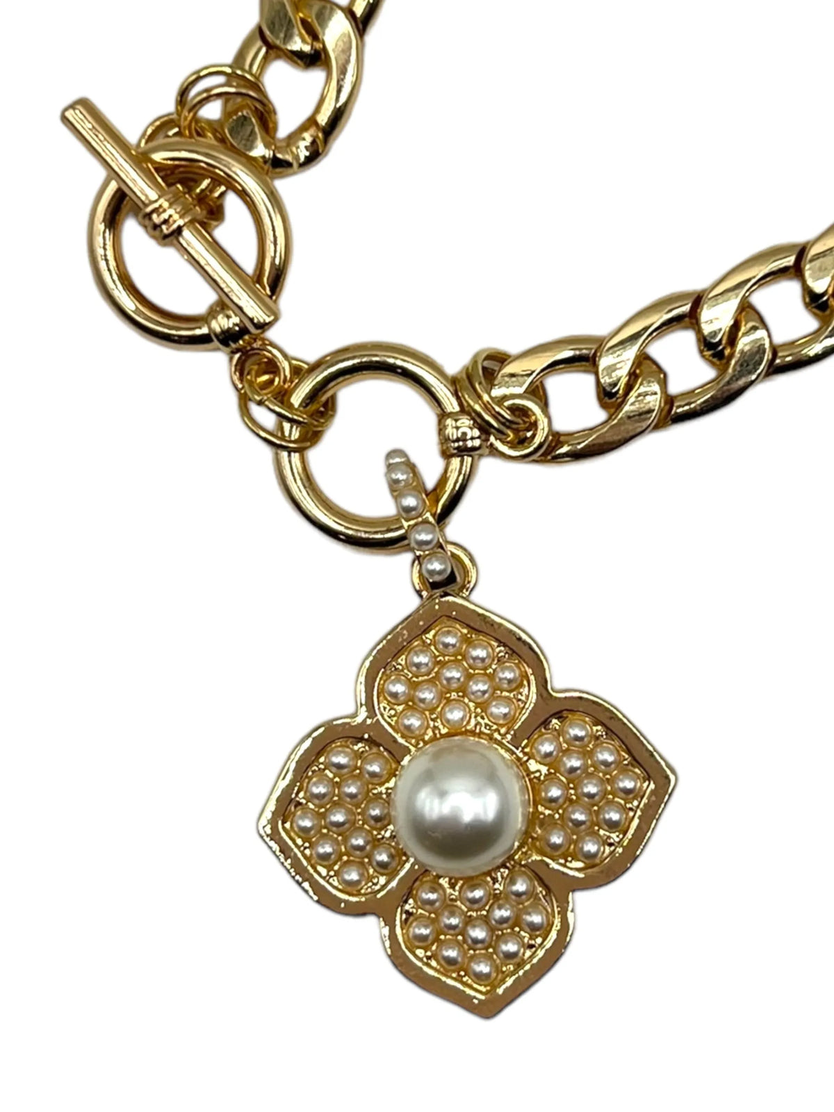 FIRST PRESS - PETS - URBAN NECKLACES & CHARMS - Pearl Bloom Gold-Tone Dog Necklace