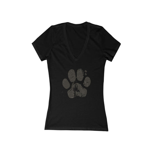 FIRST PRESS - HUMAN EDITION - WOMEN'S DEEP V-NECK TEE - "Pressed Paw"