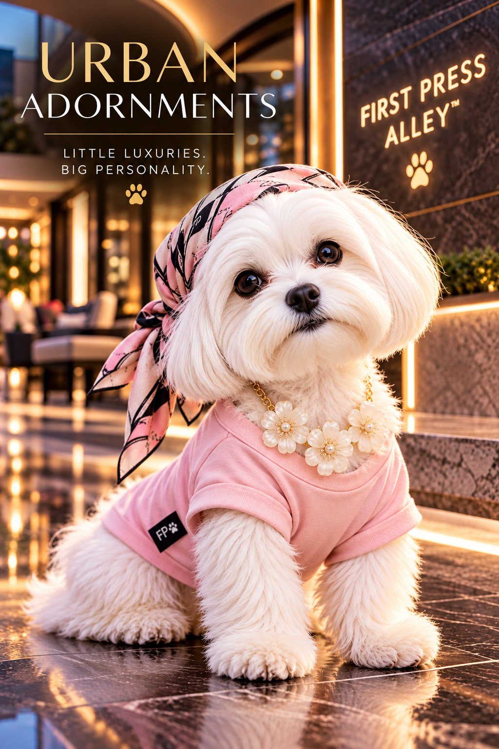 FIRST PRESS - PETS - URBAN NECKLACES & CHARMS - Mother-of-Pearl Floral Dog Necklace