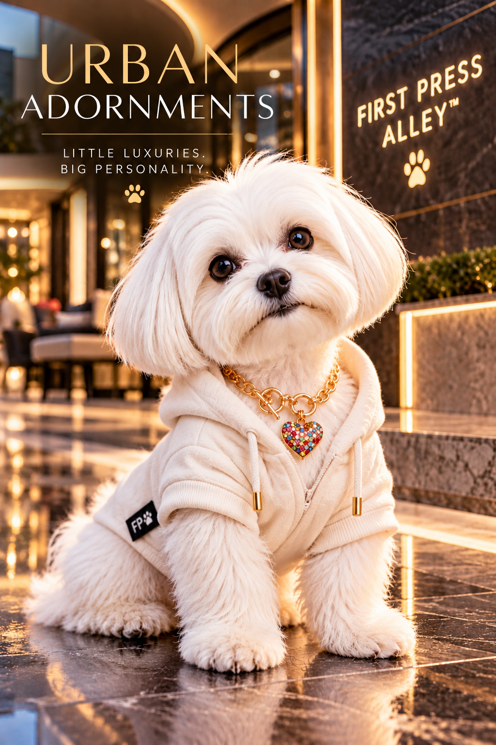 FIRST PRESS - PETS - URBAN NECKLACES & CHARMS - Multicolor Heart | Gold-Tone Dog Necklace with Multicolor Heart Charm