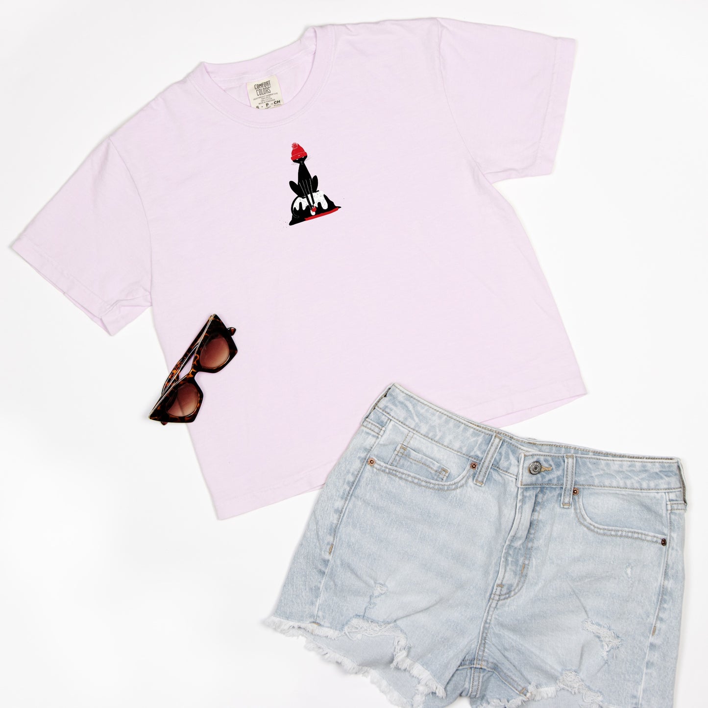 FIRST PRESS - HUMAN EDITION - WOMEN'S CROPPED BOXY TEE - "Melt Cat"