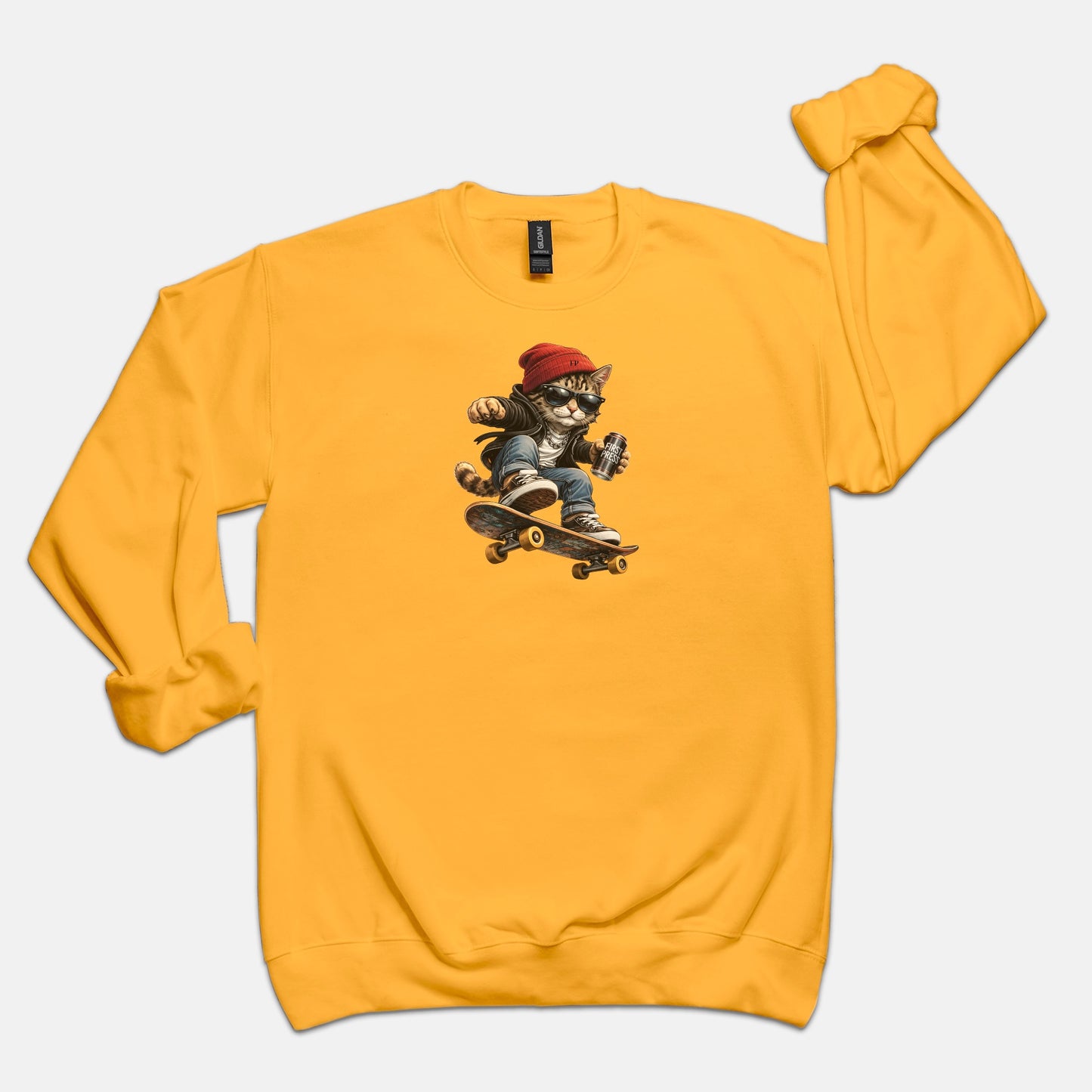 FIRST PRESS - HUMAN EDITION - UNISEX CREWNECK SWEATSHIRT - "Street Cat"