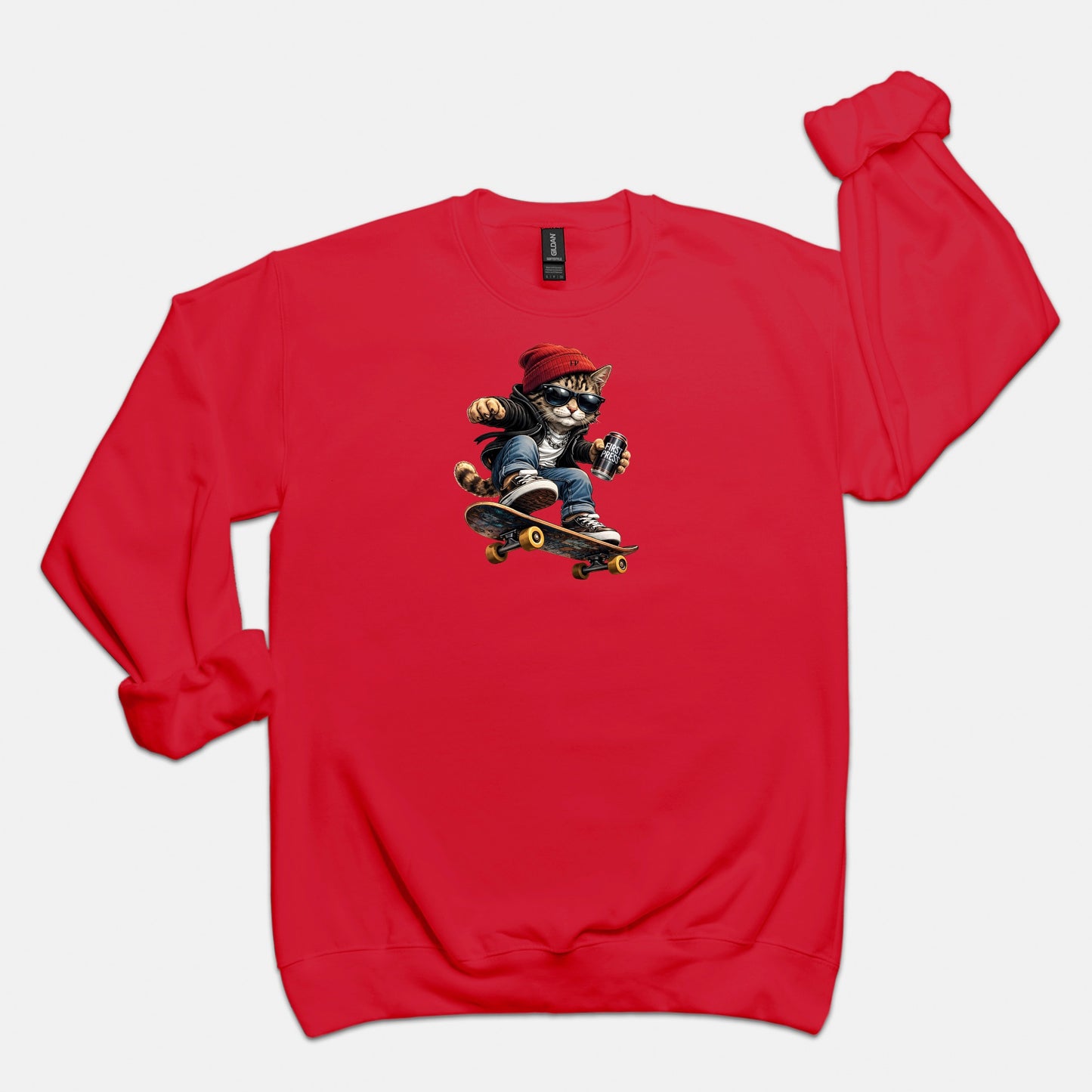 FIRST PRESS - HUMAN EDITION - UNISEX CREWNECK SWEATSHIRT - "Street Cat"