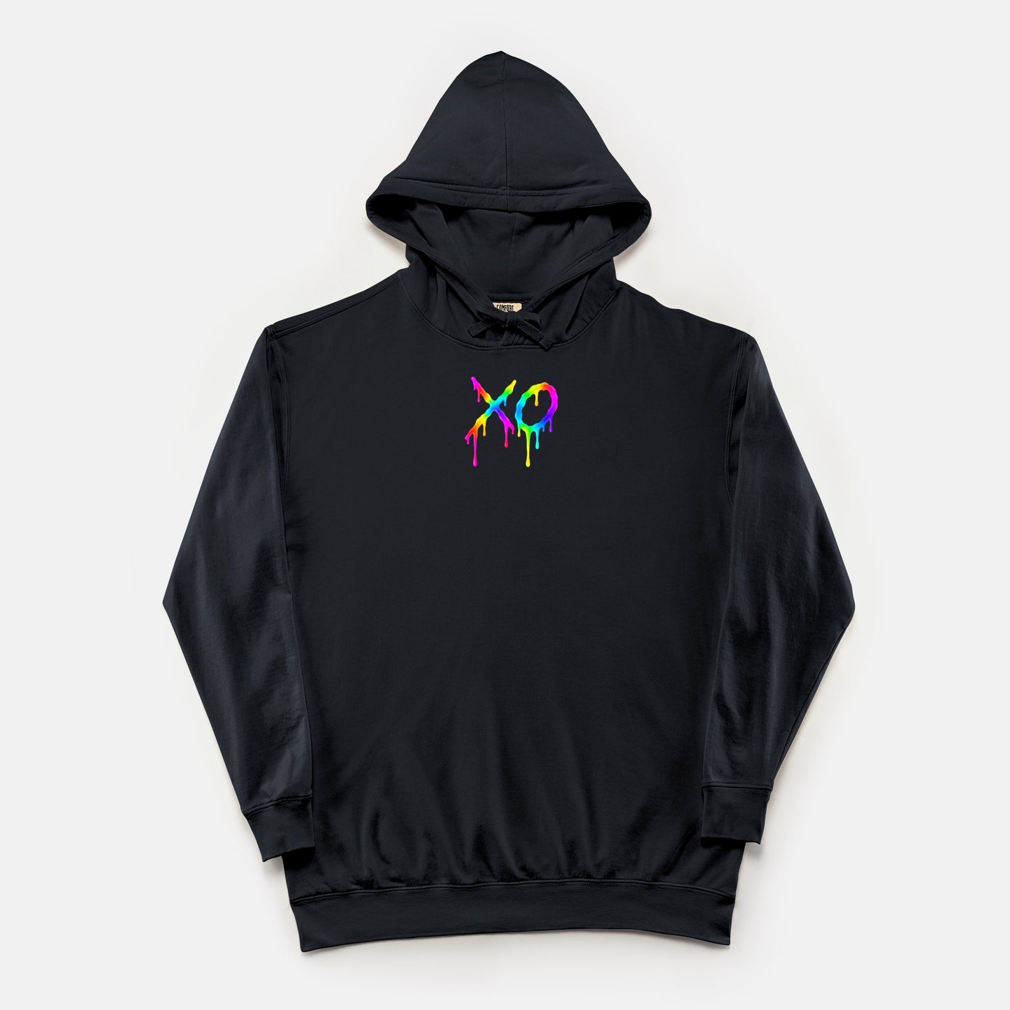 FIRST PRESS - HUMAN EDITION - UNISEX LIGHTWEIGHT HOODED SWEATSHIRT - "Neon XO"