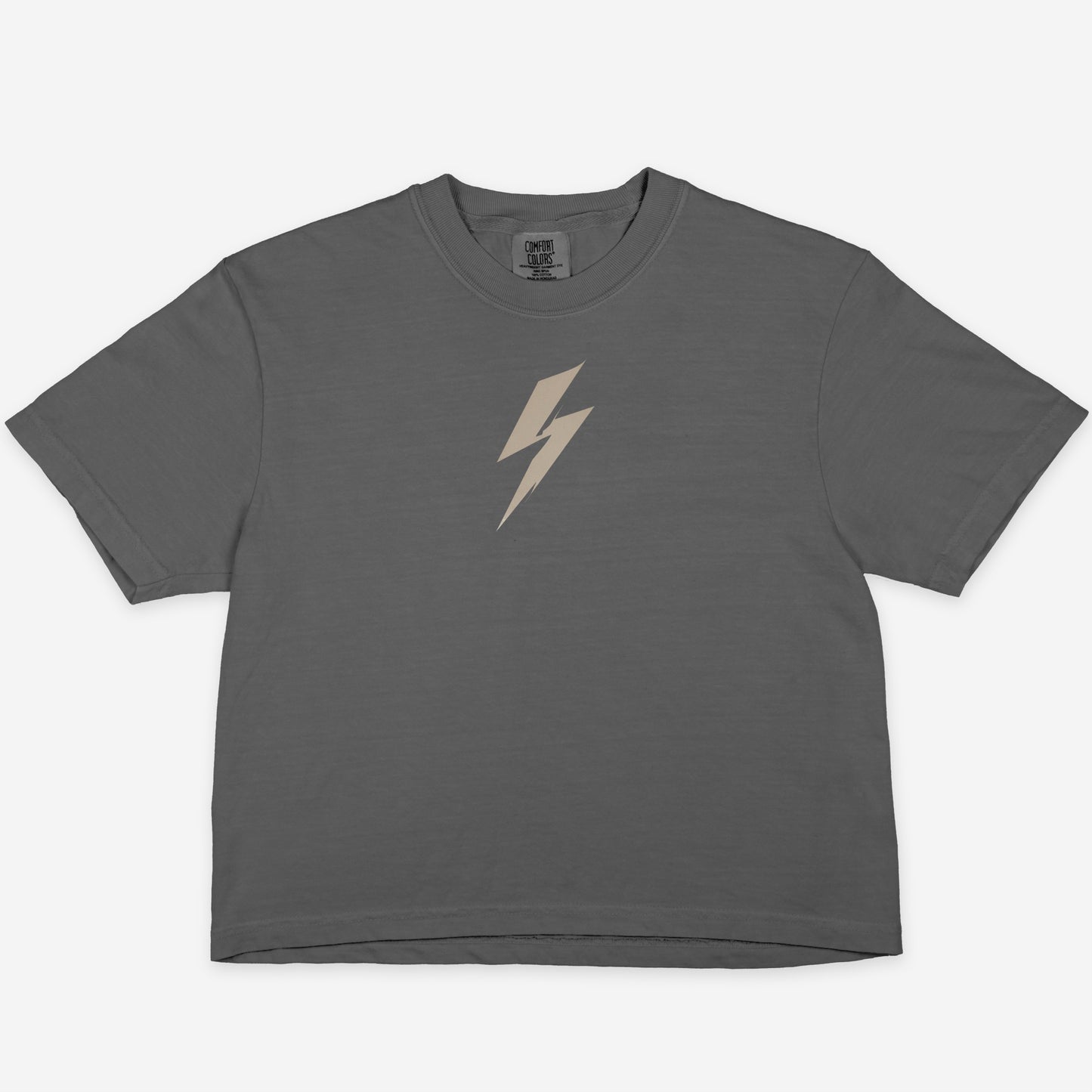 FIRST PRESS - HUMAN EDITION - WOMEN'S CROPPED BOXY TEE - "Quiet Bolt"
