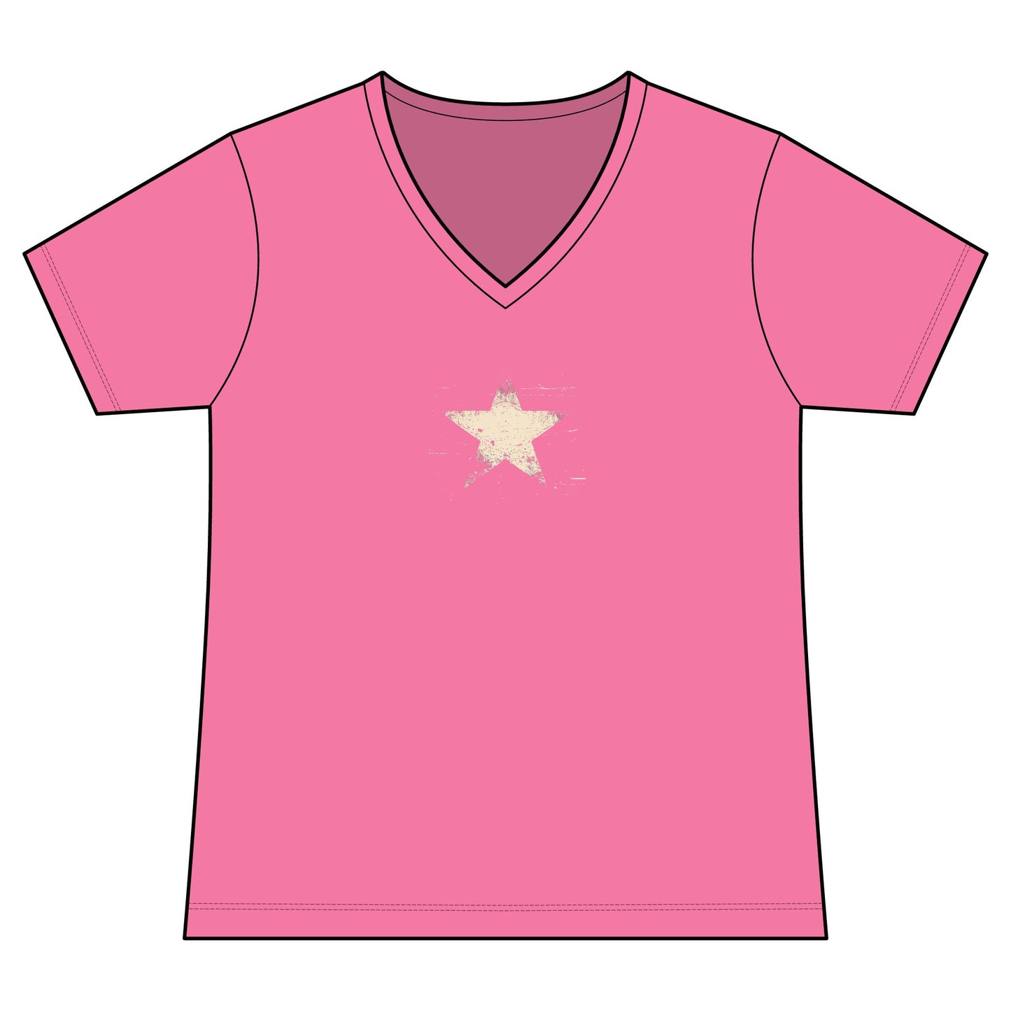 FIRST PRESS - HUMAN EDITION - WOMEN'S V-NECK TEE - "Analog Star"