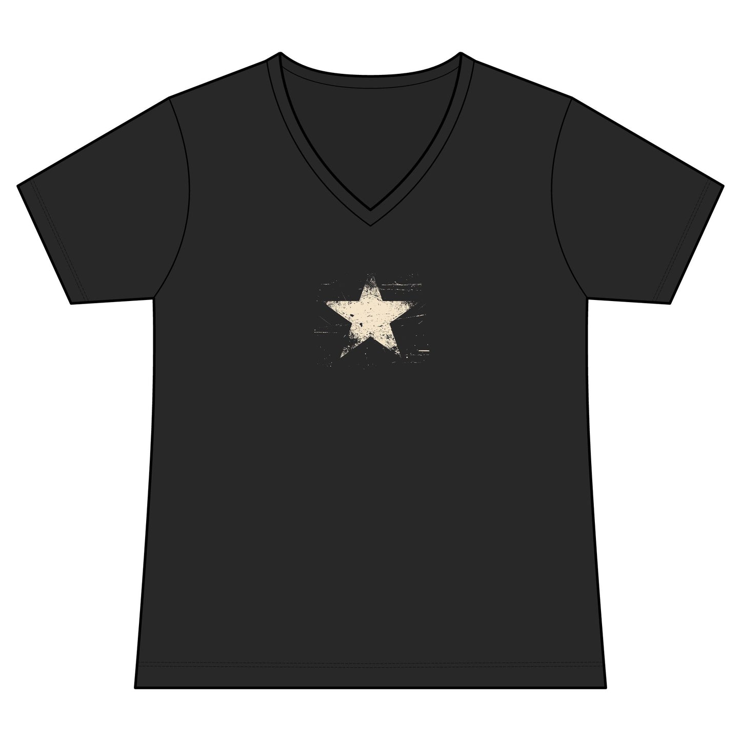 FIRST PRESS - HUMAN EDITION - WOMEN'S V-NECK TEE - "Analog Star"