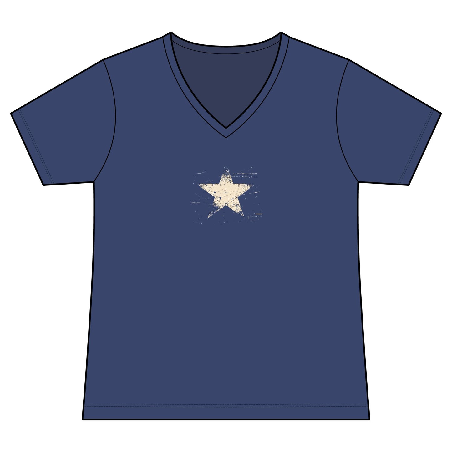 FIRST PRESS - HUMAN EDITION - WOMEN'S V-NECK TEE - "Analog Star"