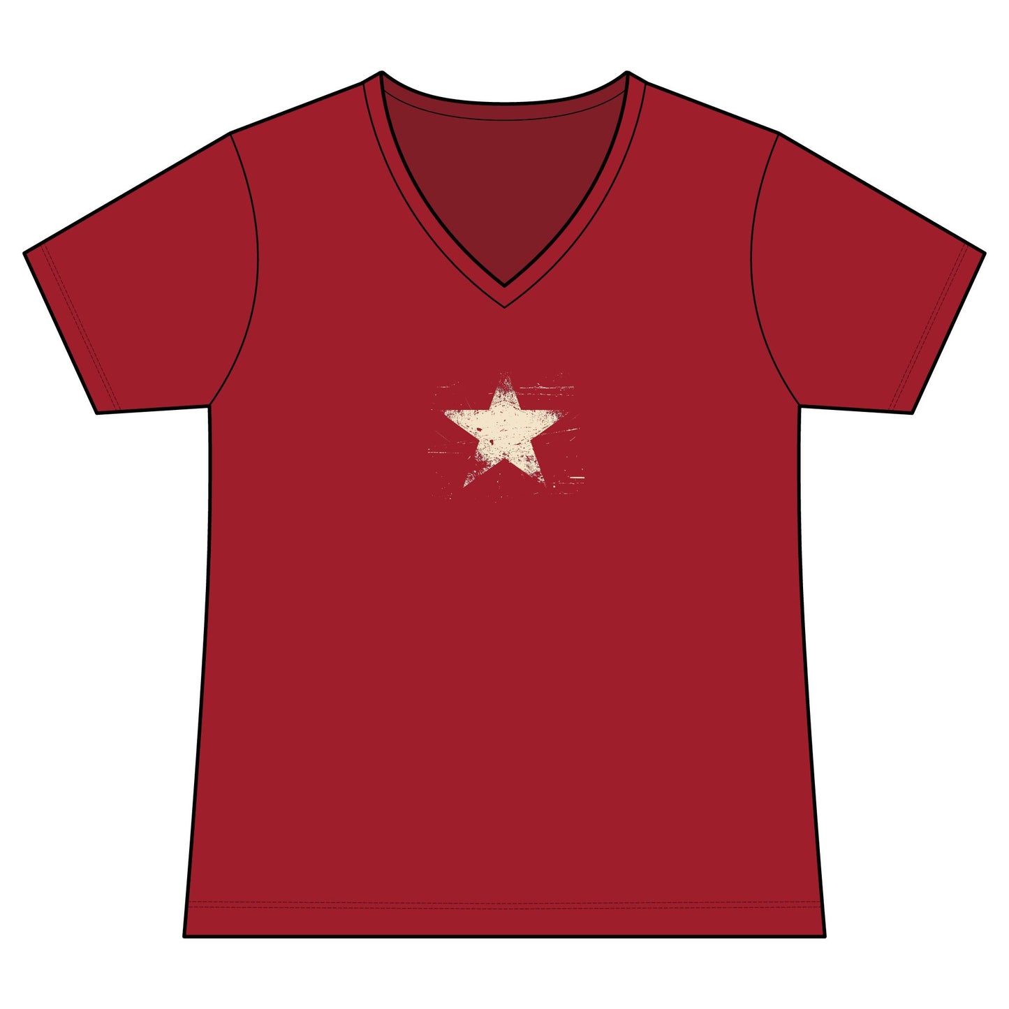 FIRST PRESS - HUMAN EDITION - WOMEN'S V-NECK TEE - "Analog Star"