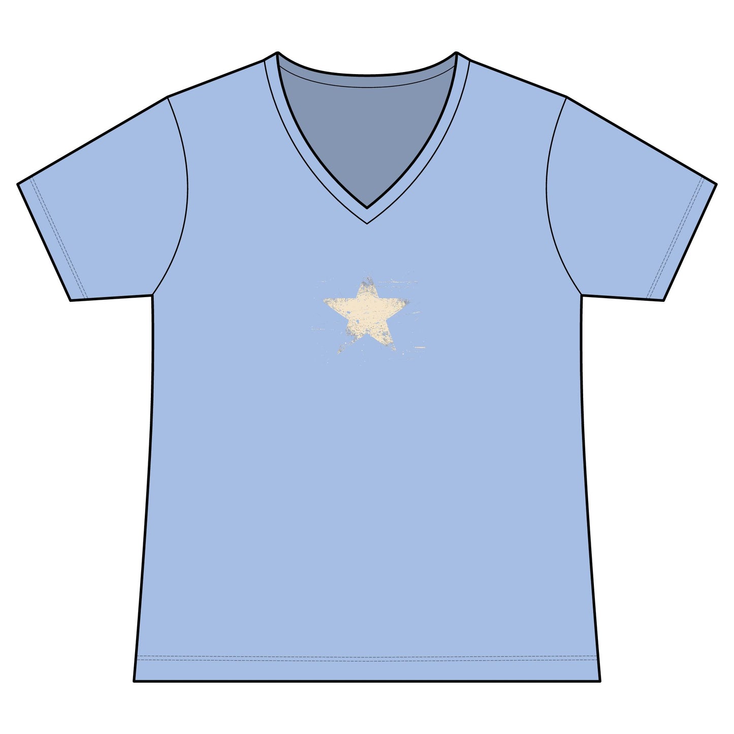 FIRST PRESS - HUMAN EDITION - WOMEN'S V-NECK TEE - "Analog Star"