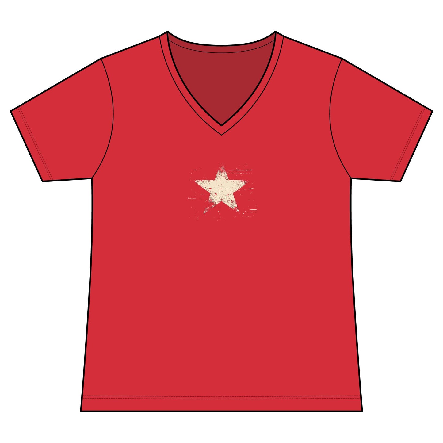 FIRST PRESS - HUMAN EDITION - WOMEN'S V-NECK TEE - "Analog Star"