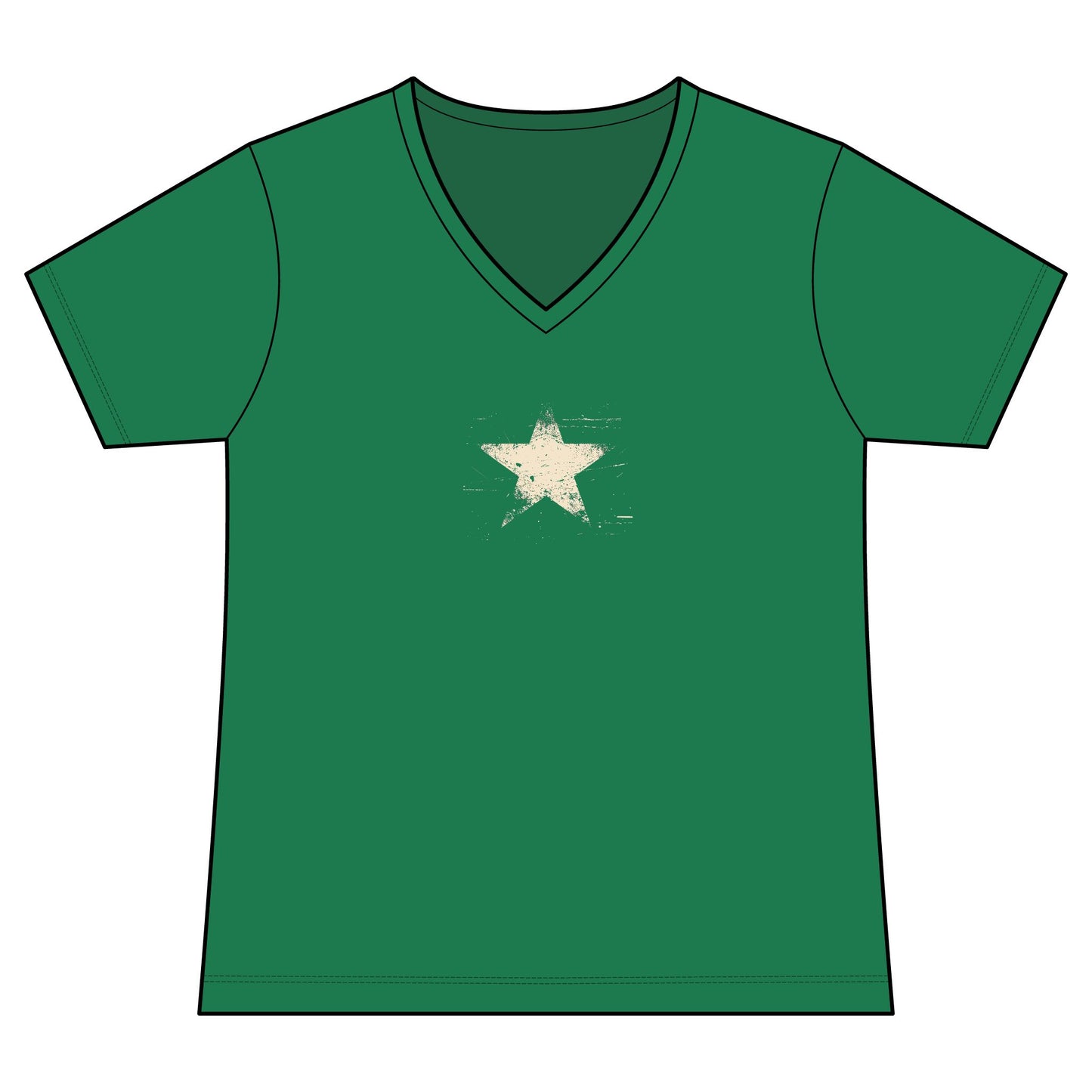 FIRST PRESS - HUMAN EDITION - WOMEN'S V-NECK TEE - "Analog Star"