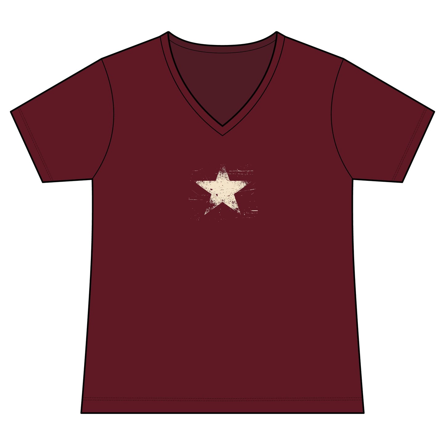 FIRST PRESS - HUMAN EDITION - WOMEN'S V-NECK TEE - "Analog Star"