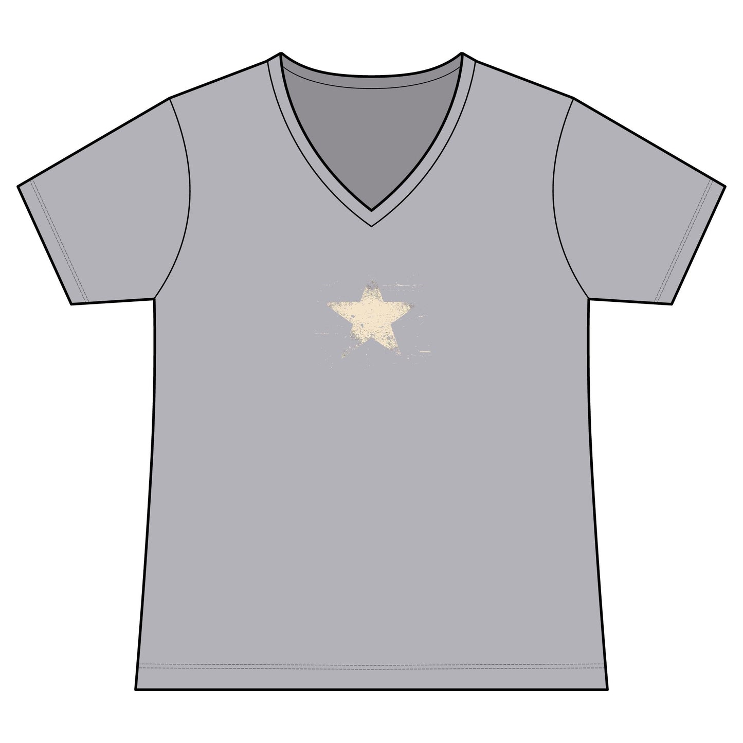 FIRST PRESS - HUMAN EDITION - WOMEN'S V-NECK TEE - "Analog Star"