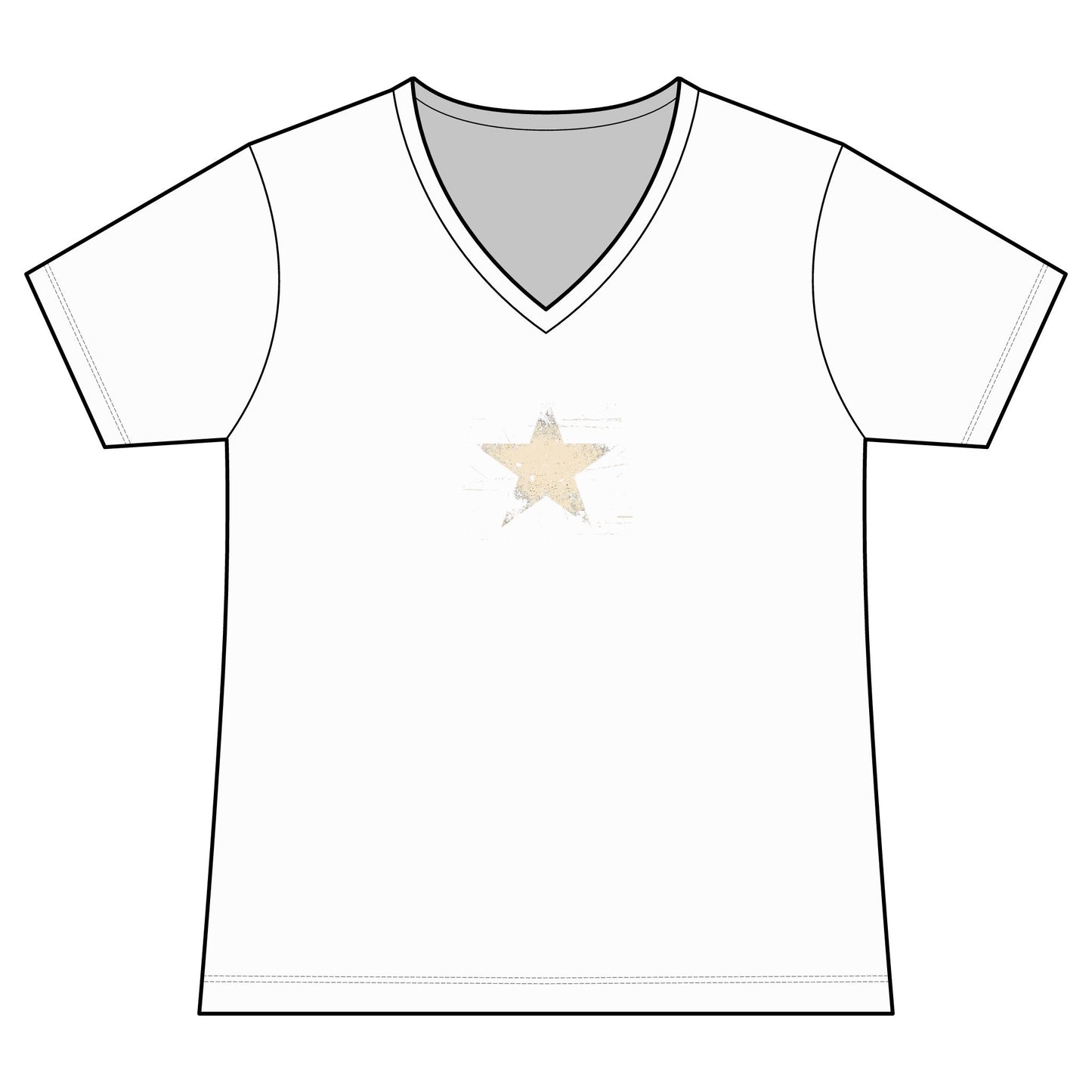FIRST PRESS - HUMAN EDITION - WOMEN'S V-NECK TEE - "Analog Star"