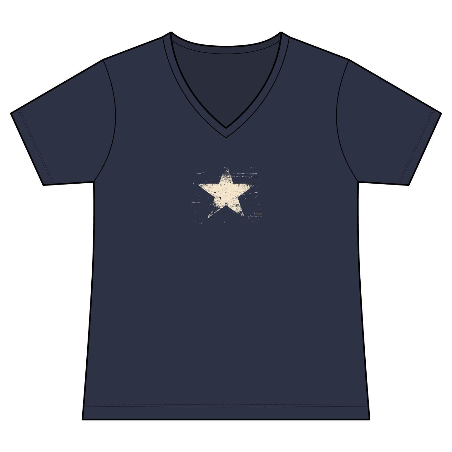 FIRST PRESS - HUMAN EDITION - WOMEN'S V-NECK TEE - "Analog Star"
