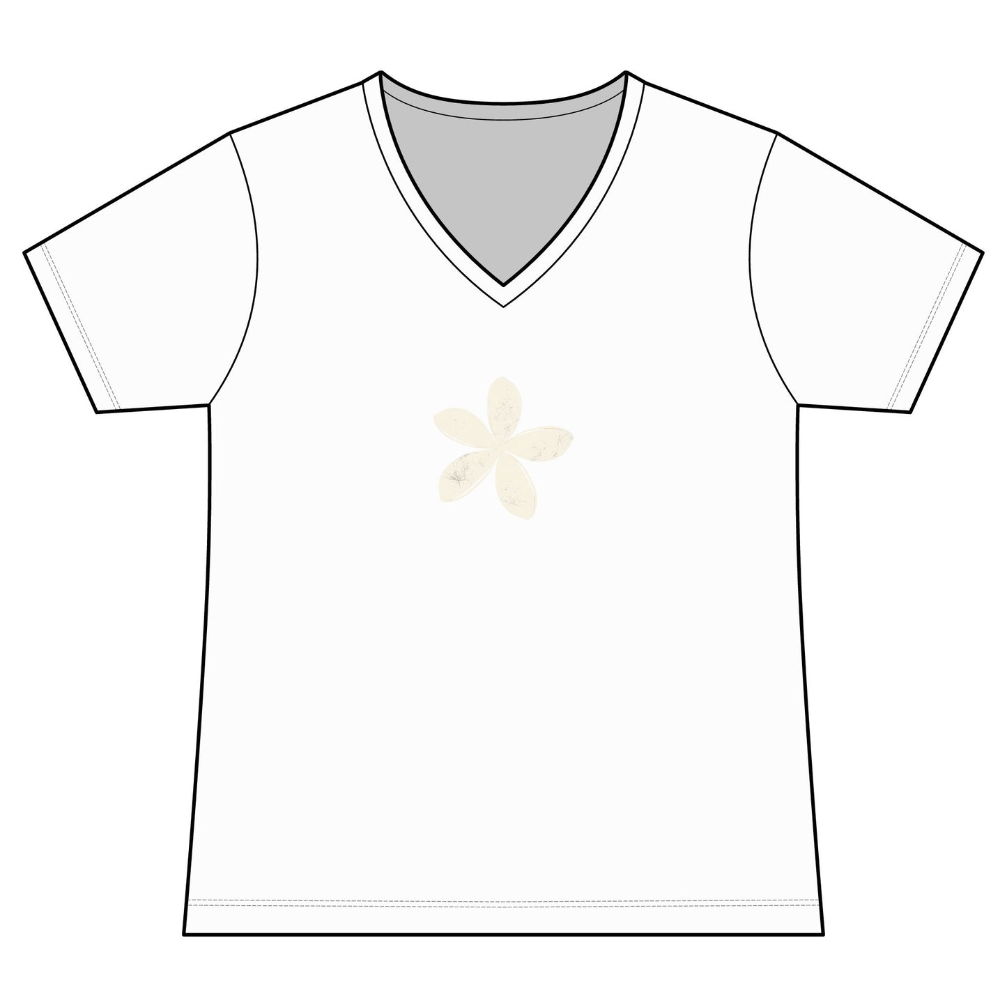 FIRST PRESS - HUMAN EDITION - WOMEN'S V-NECK TEE - "Ghost Flower"