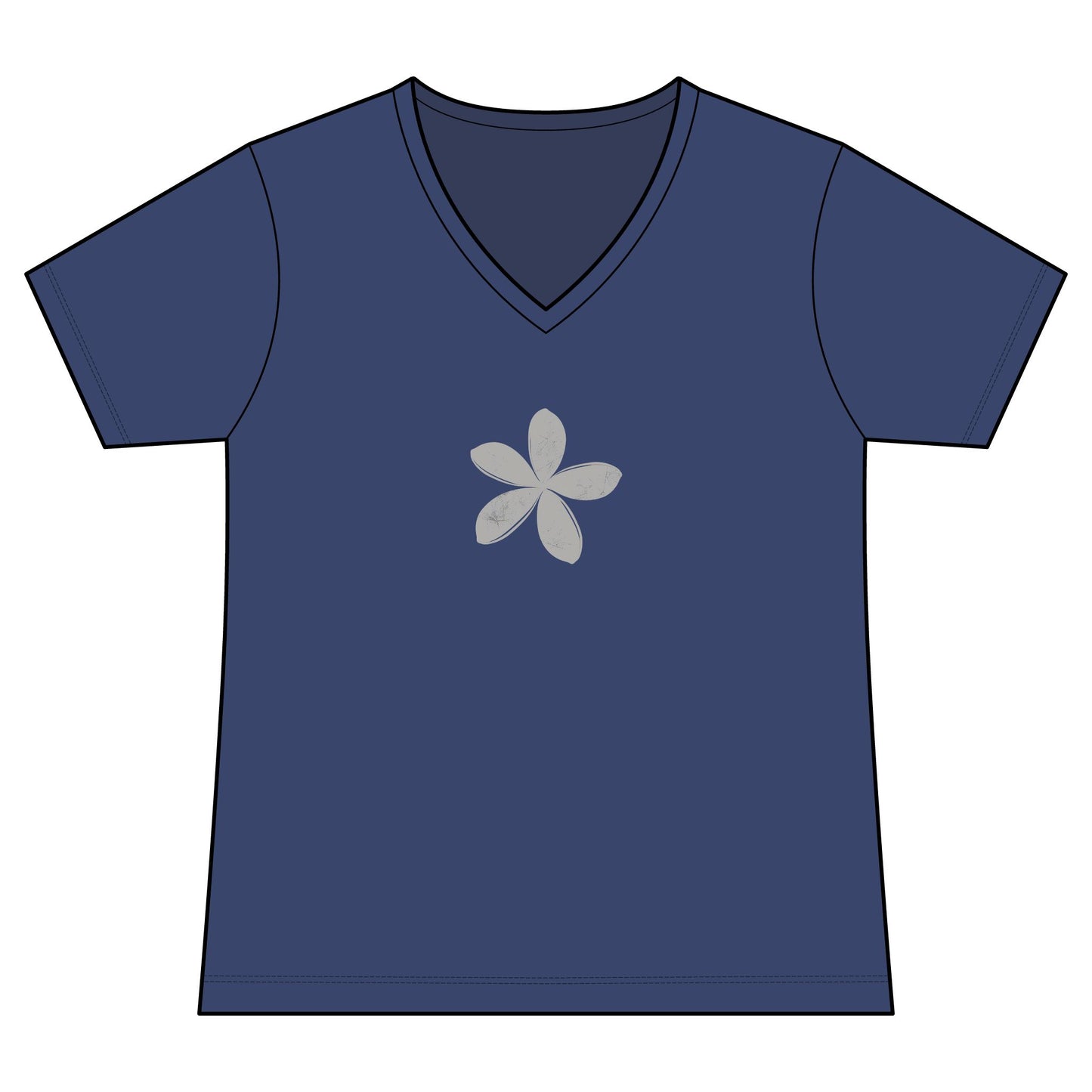 FIRST PRESS - HUMAN EDITION - WOMEN'S V-NECK TEE - "Ghost Flower"