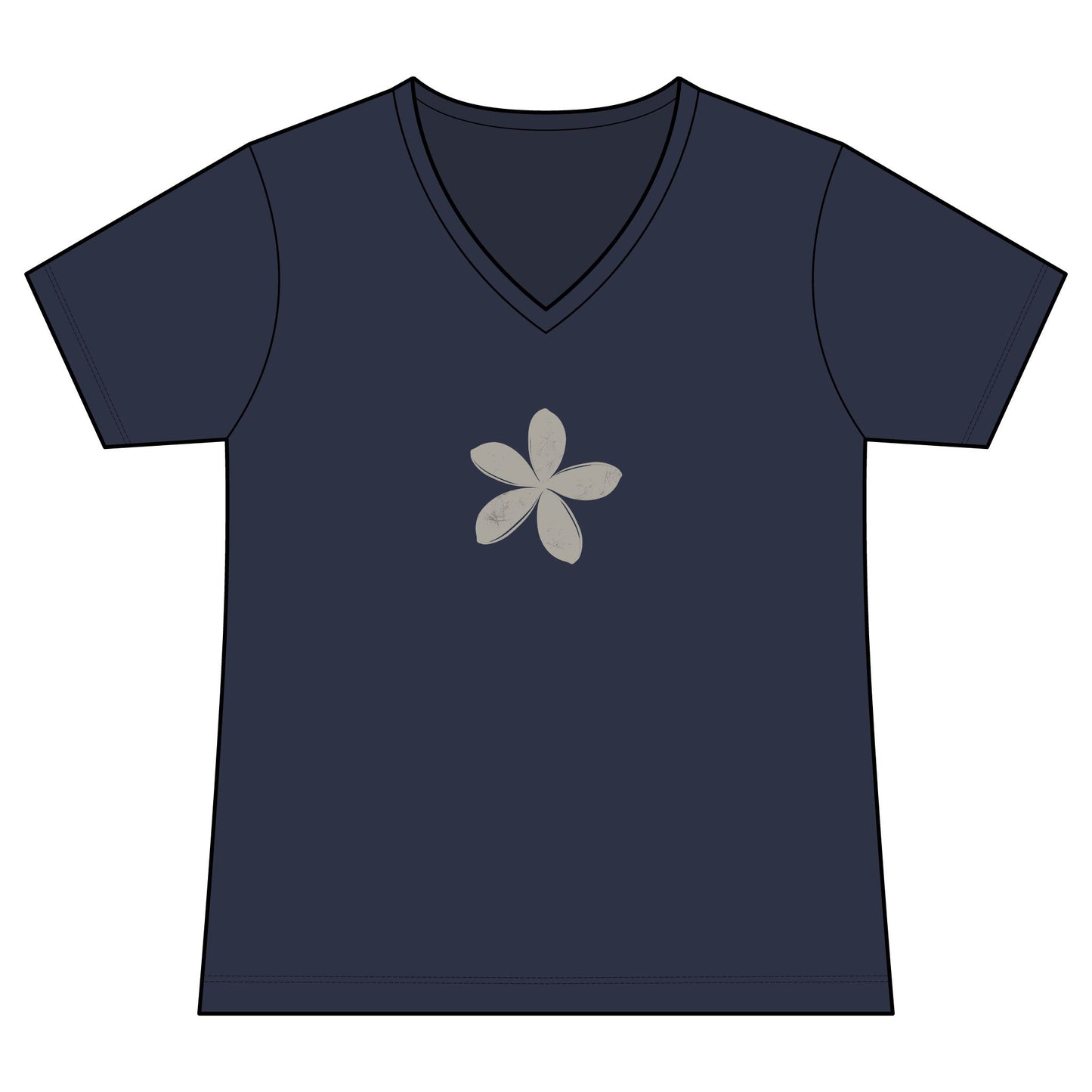 FIRST PRESS - HUMAN EDITION - WOMEN'S V-NECK TEE - "Ghost Flower"