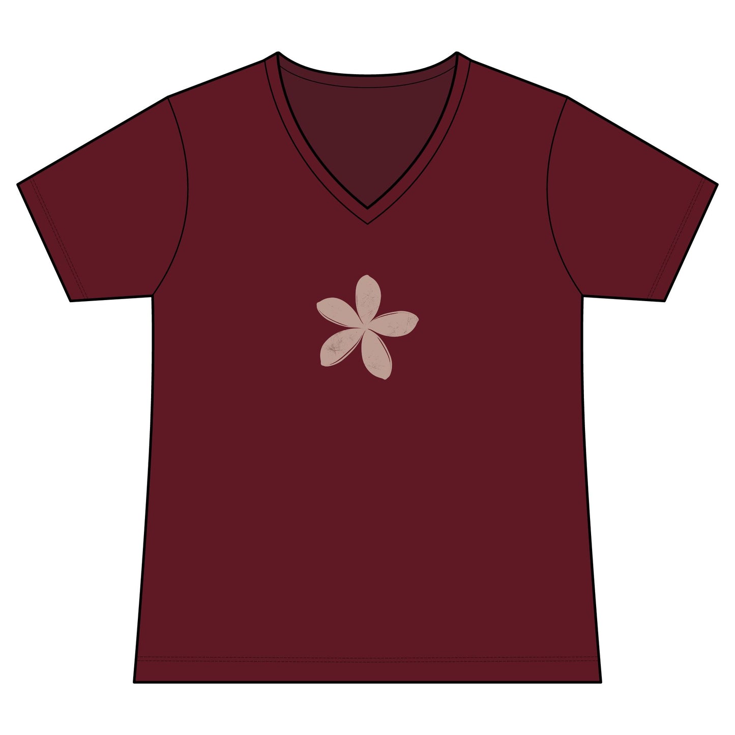 FIRST PRESS - HUMAN EDITION - WOMEN'S V-NECK TEE - "Ghost Flower"