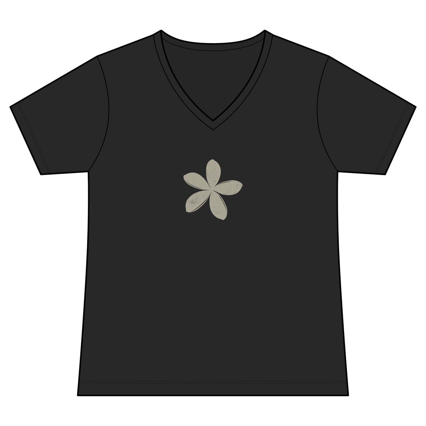 FIRST PRESS - HUMAN EDITION - WOMEN'S V-NECK TEE - "Ghost Flower"