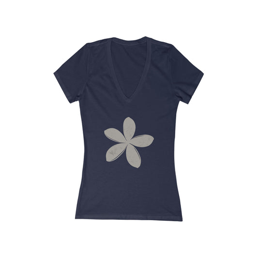 FIRST PRESS - HUMAN EDITION - WOMEN'S DEEP V-NECK TEE -  "Ghost Flower"