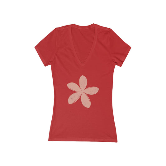 FIRST PRESS - HUMAN EDITION - WOMEN'S DEEP V-NECK TEE -  "Ghost Flower"