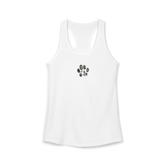 FIRST PRESS - HUMAN EDITION - WOMEN'S RACERBACK TANK TOP - "Pressed Paw"