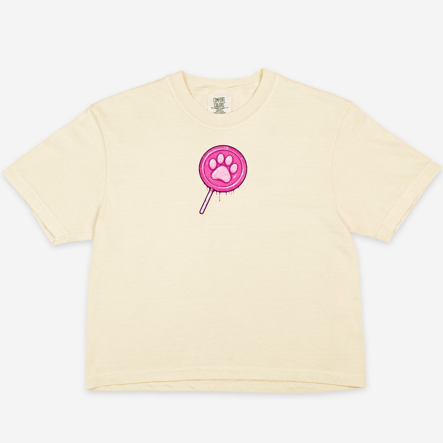 FIRST PRESS - HUMAN EDITION - WOMEN'S CROPPED BOXY TEE - "Lollipop Paw"