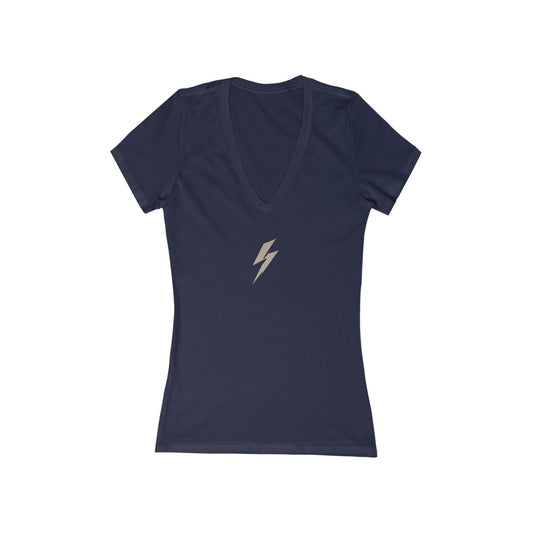 FIRST PRESS - HUMAN EDITION - WOMEN'S DEEP V-NECK TEE - "Quiet Bolt"