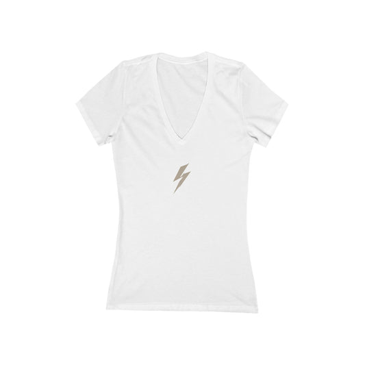 FIRST PRESS - HUMAN EDITION - WOMEN'S DEEP V-NECK TEE - "Quiet Bolt"