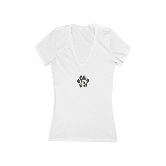 FIRST PRESS - HUMAN EDITION - WOMEN'S DEEP V-NECK TEE - "Pressed Paw"