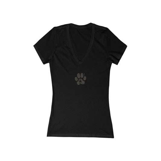 FIRST PRESS - HUMAN EDITION - WOMEN'S DEEP V-NECK TEE - "Pressed Paw"