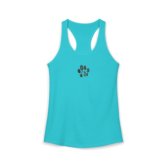 FIRST PRESS - HUMAN EDITION - WOMEN'S RACERBACK TANK TOP - "Pressed Paw"