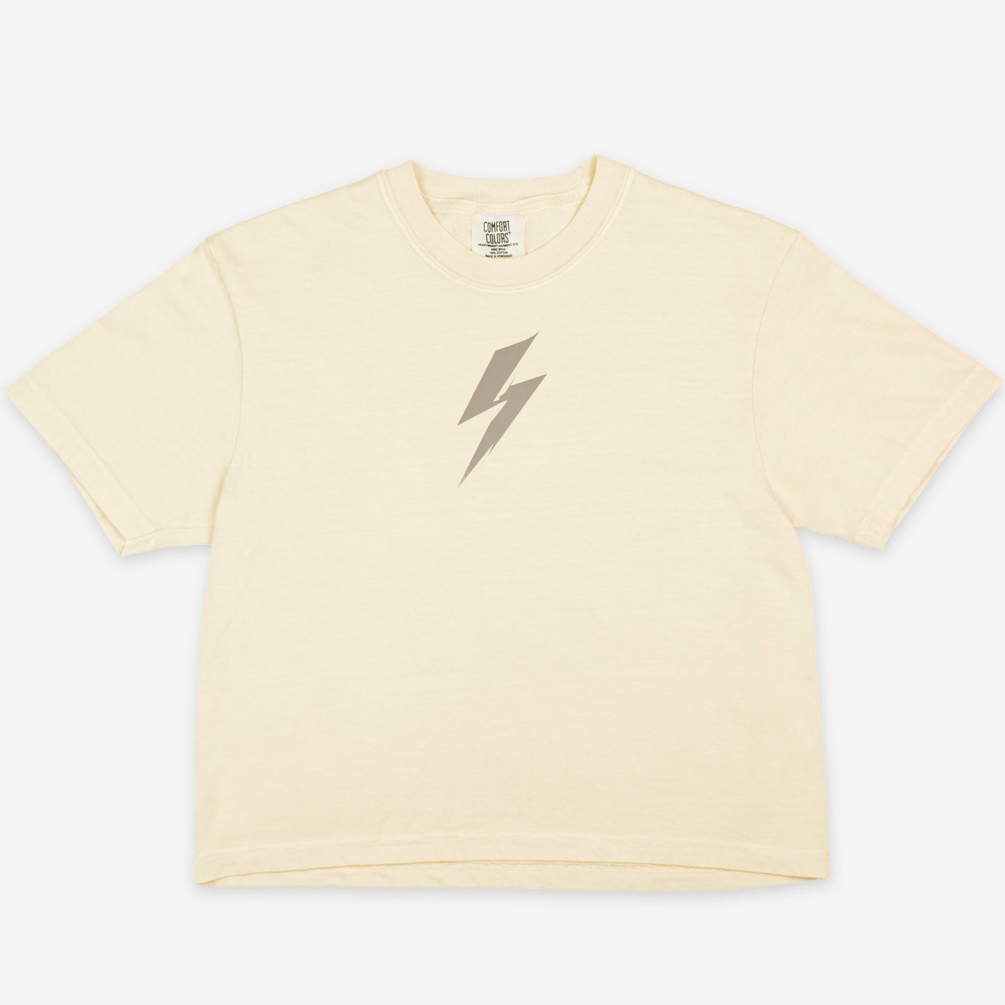 FIRST PRESS - HUMAN EDITION - WOMEN'S CROPPED BOXY TEE - "Quiet Bolt"