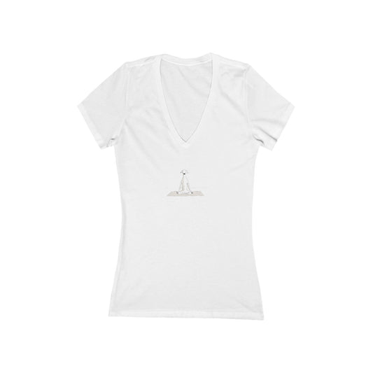 FIRST PRESS - HUMAN EDITION - WOMEN'S DEEP V-NECK TEE - "Yoga Pup"