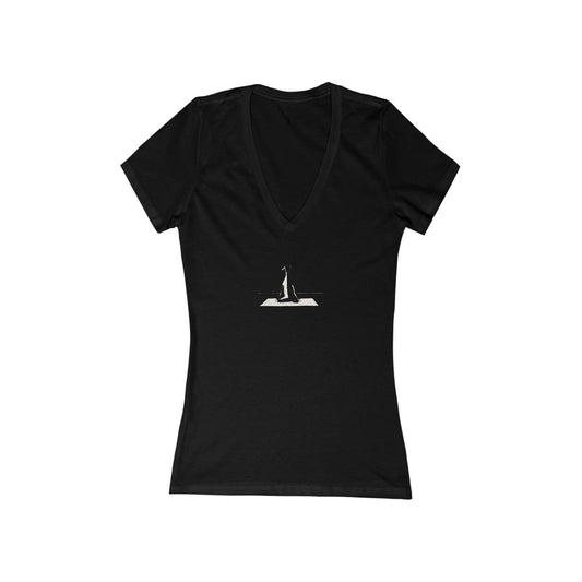 FIRST PRESS - HUMAN EDITION - WOMEN'S DEEP V-NECK TEE - "Yoga Pup"