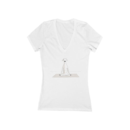 FIRST PRESS - HUMAN EDITION - WOMEN'S DEEP V-NECK TEE - "Yoga Pup"