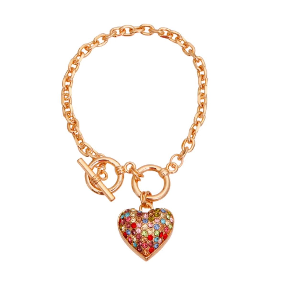 FIRST PRESS - PETS - URBAN NECKLACES & CHARMS - Multicolor Heart | Gold-Tone Dog Necklace with Multicolor Heart Charm