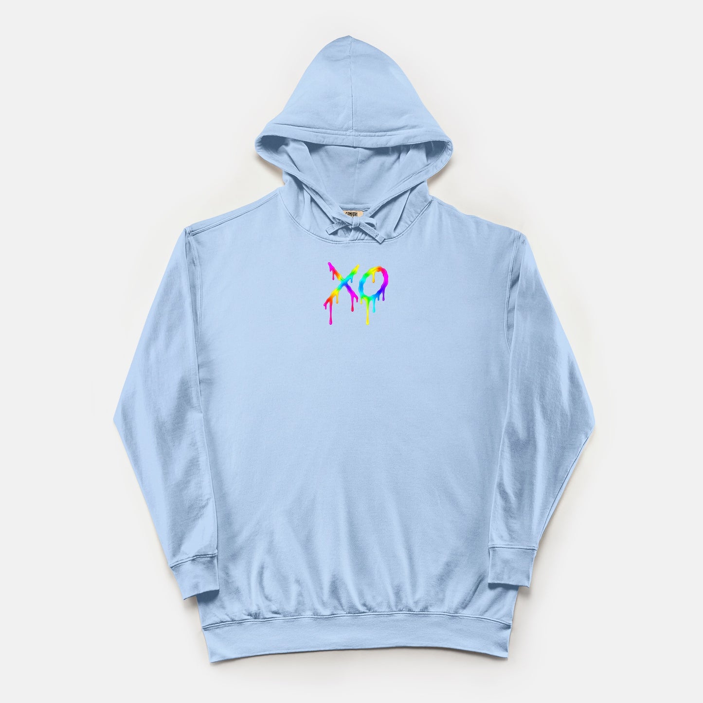 FIRST PRESS - HUMAN EDITION - UNISEX LIGHTWEIGHT HOODED SWEATSHIRT - "Neon XO"