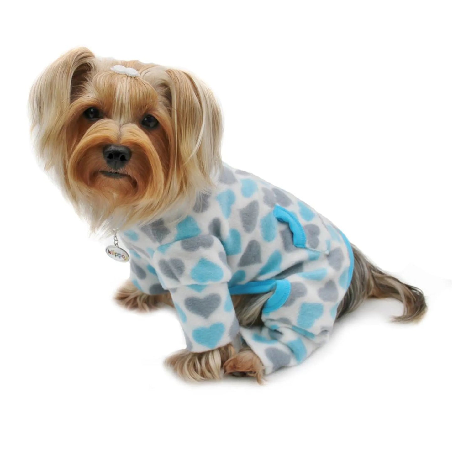 FIRST PRESS - PETS - URBAN CORE AFTER DARK - Blue Heart Fleece Plush Pajamas