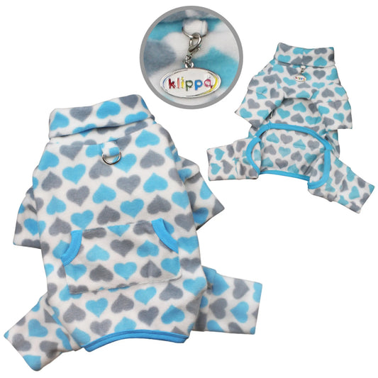 FIRST PRESS - PETS - URBAN CORE AFTER DARK - Blue Heart Fleece Plush Pajamas