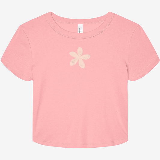 FIRST PRESS - HUMAN EDITION - WOMEN'S MICRO RIB BABY TEE - "Ghost Flower"