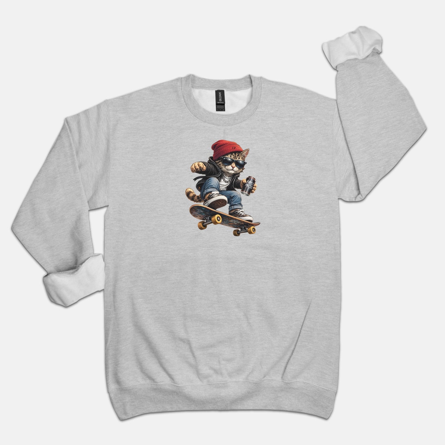 FIRST PRESS - HUMAN EDITION - UNISEX CREWNECK SWEATSHIRT - "Street Cat"