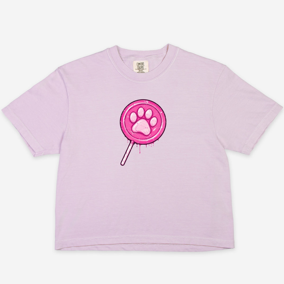 FIRST PRESS - HUMAN EDITION - WOMEN'S CROPPED BOXY TEE - "Lollipop Paw"
