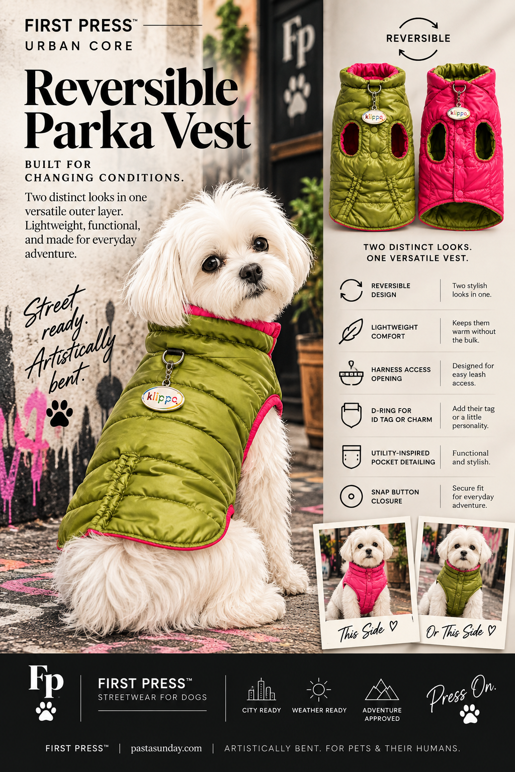 FIRST PRESS - PETS - URBAN CORE ADVENTURE COLLECTION - Reversible Parka Vest