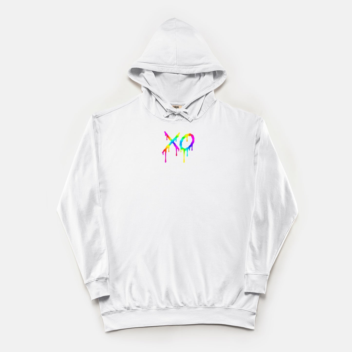 FIRST PRESS - HUMAN EDITION - UNISEX LIGHTWEIGHT HOODED SWEATSHIRT - "Neon XO"
